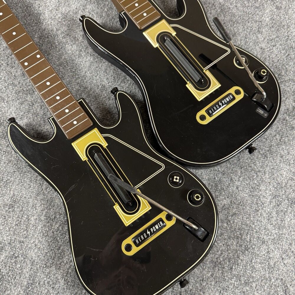(2) Activision Xbox One/360 PS3 PS4 Guitar Hero Power Wireless Guitar No Dongle